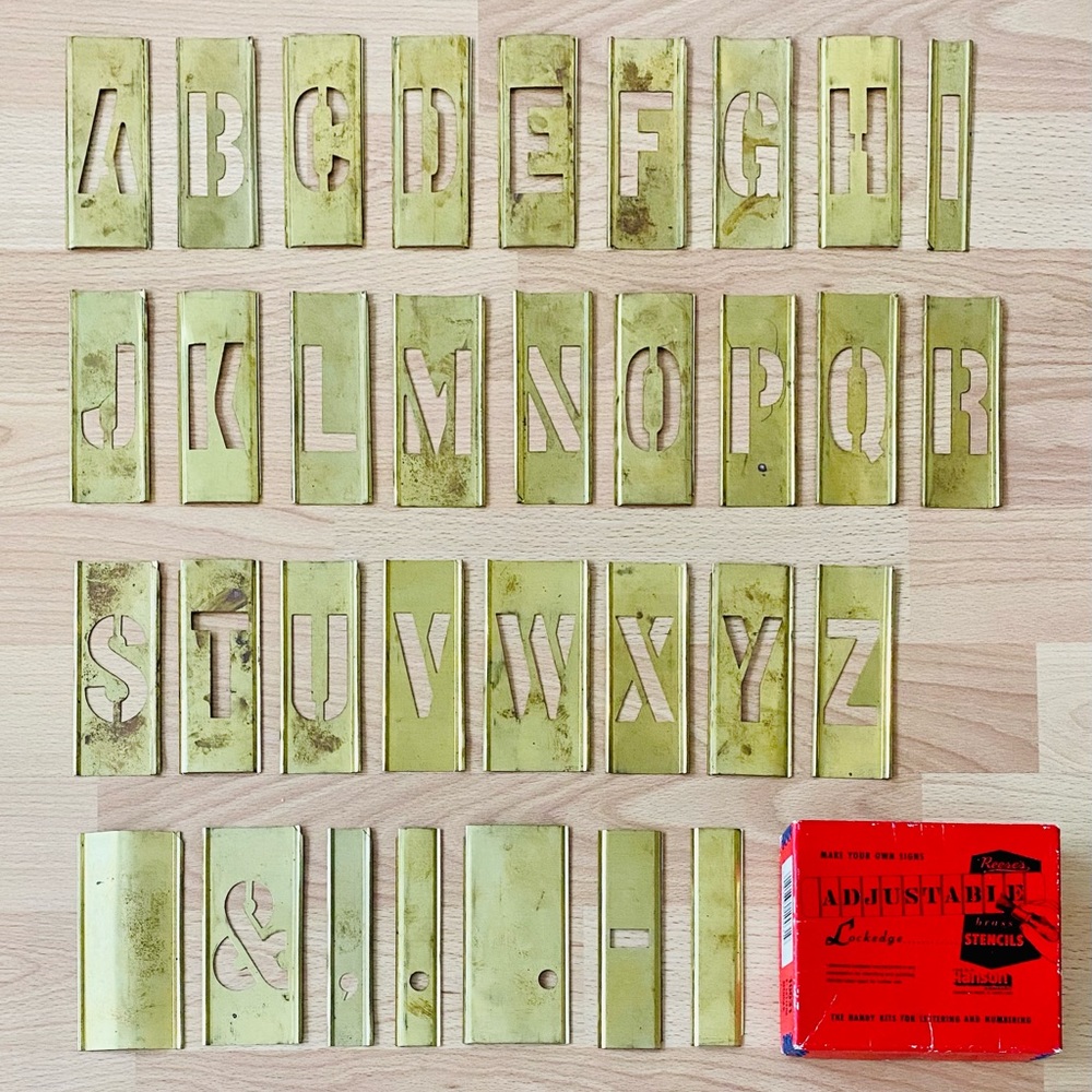 VINTAGE C.H. HANSON BRASS Stencil Letter Set